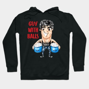 Guy with Balls: Humorous Chicken Eggs Bucket Hoodie